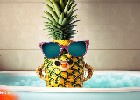 Firefly lustige ananas mit Sonnenbrille und Hut in der Badewanne 79656